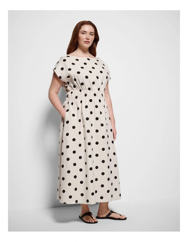 Benni Dress in Flax and Bitter Chocolate Spot image 4
