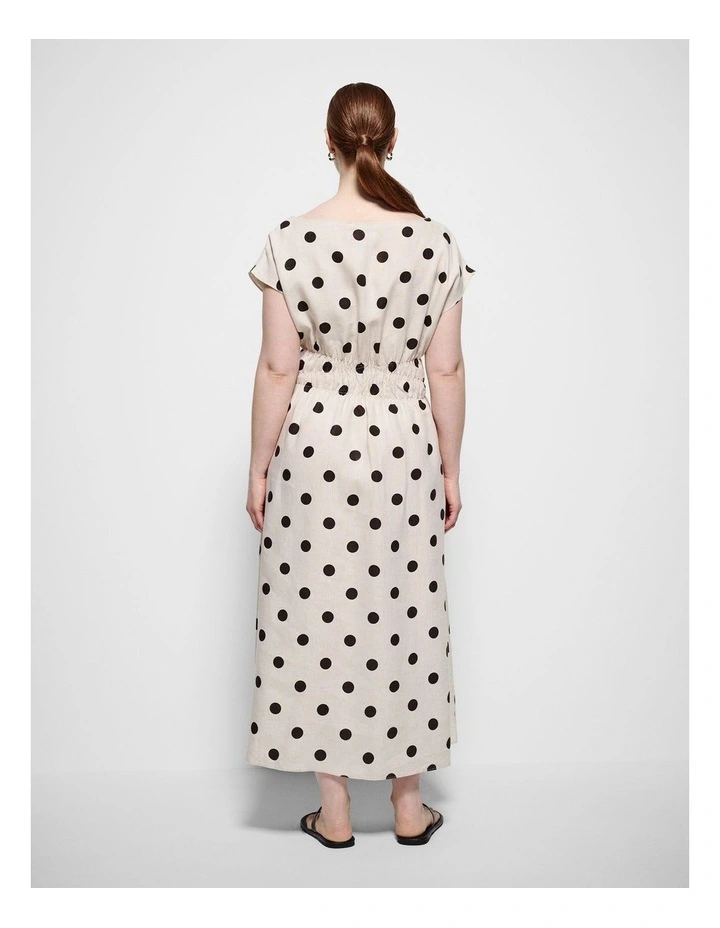 Benni Dress in Flax and Bitter Chocolate Spot image 7