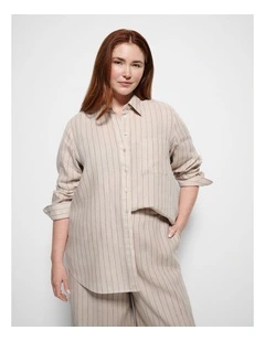 Pocket Linen Shirt in Natural Stripe