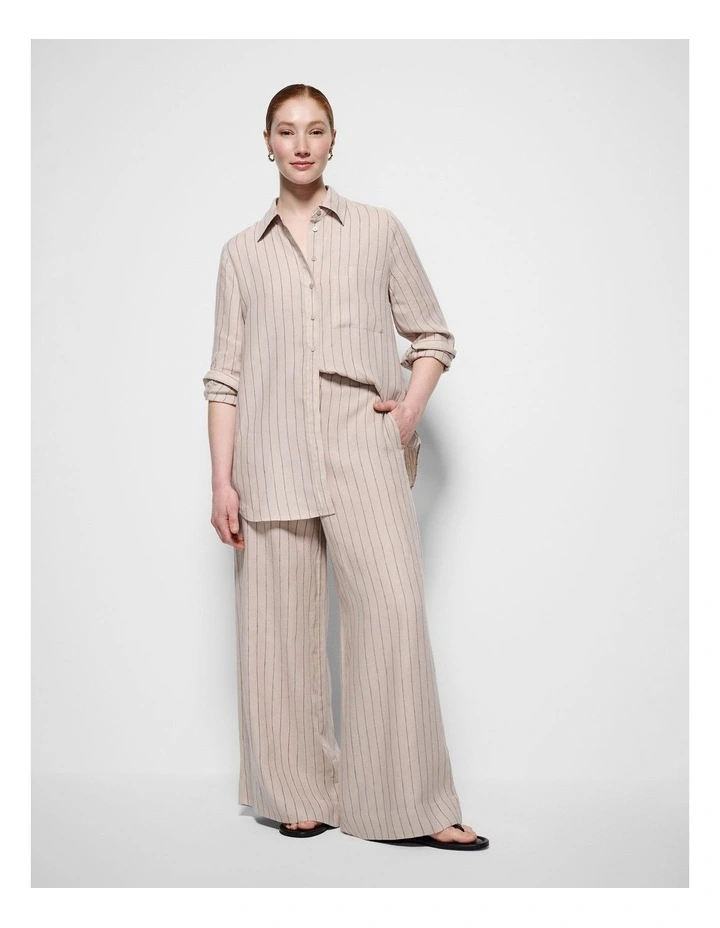Pocket Linen Shirt in Natural Stripe image 6