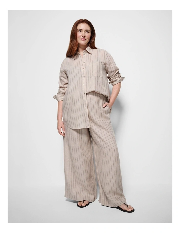Linen Pant in Natural Stripe image 1