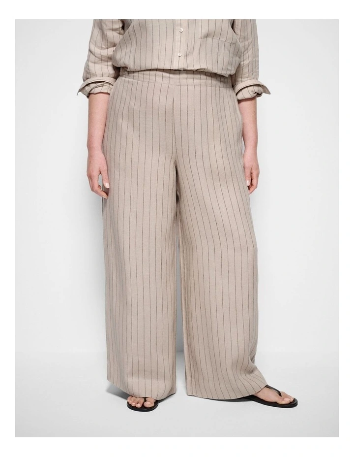 Linen Pant in Natural Stripe image 2