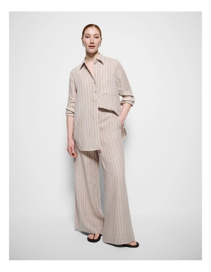Linen Pant in Natural Stripe image 5