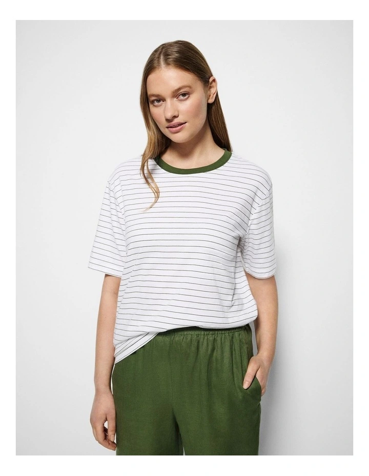 Dani Tee in Leaf Green Stripe image 1
