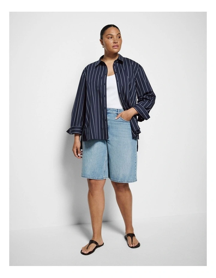 Vicki Shirt in True Navy Multi Stripe image 4