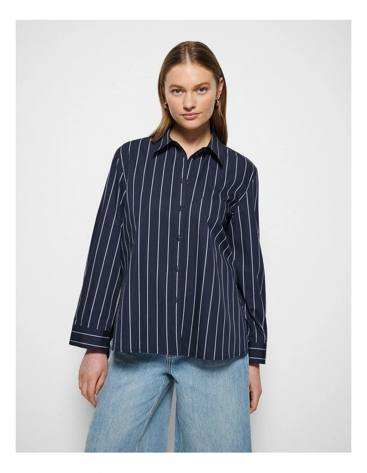 Vicki Shirt in True Navy Multi Stripe image 5