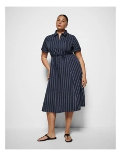 Portia Dress in True Navy Multi Stripe