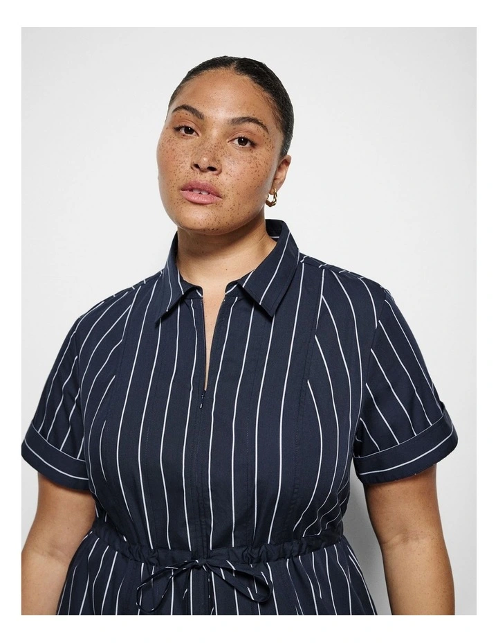 Portia Dress in True Navy Multi Stripe image 2