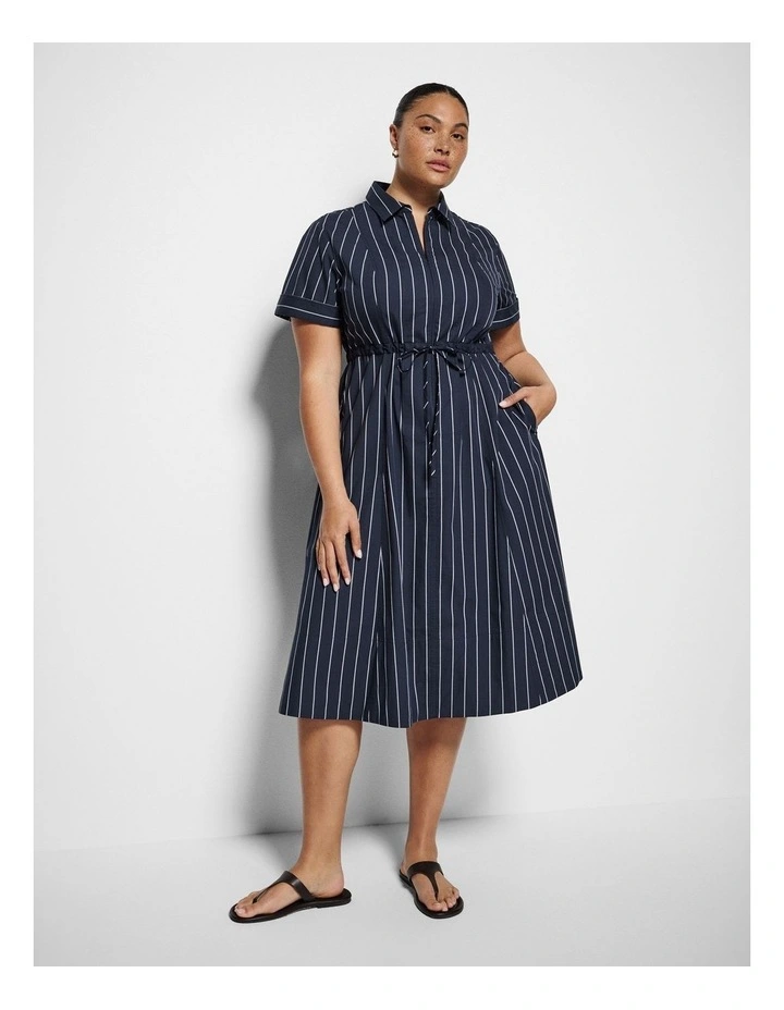 Portia Dress in True Navy Multi Stripe image 4