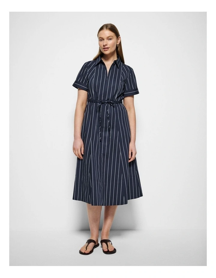 Portia Dress in True Navy Multi Stripe image 5