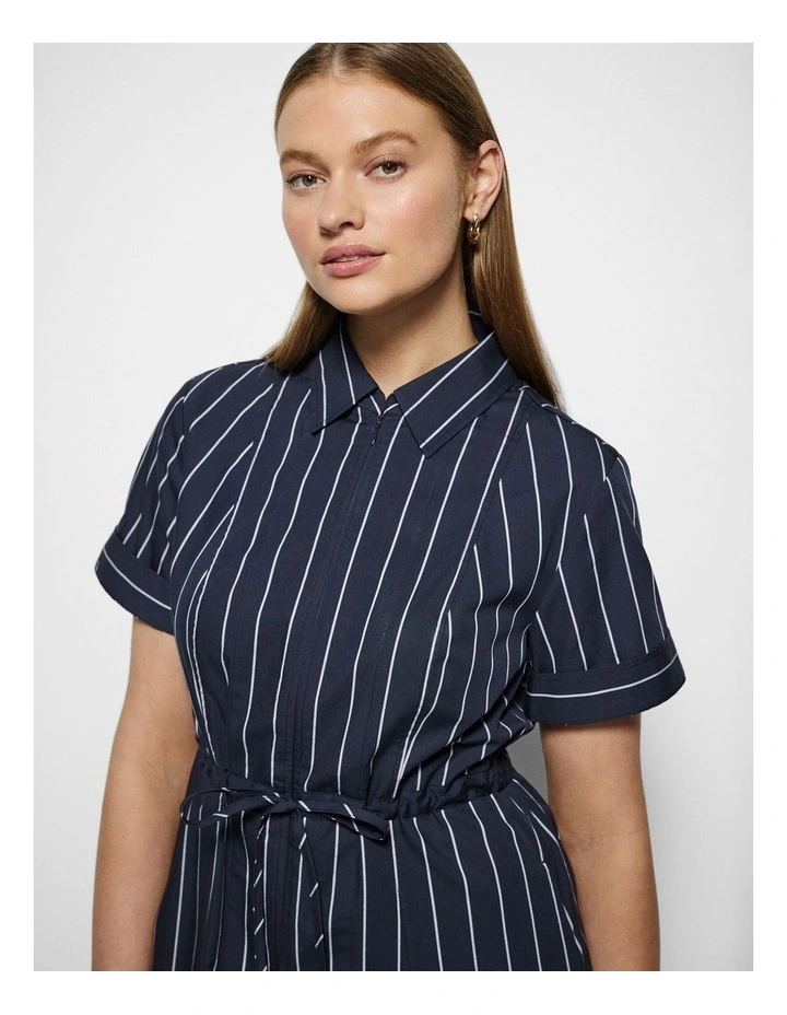 Portia Dress in True Navy Multi Stripe image 6