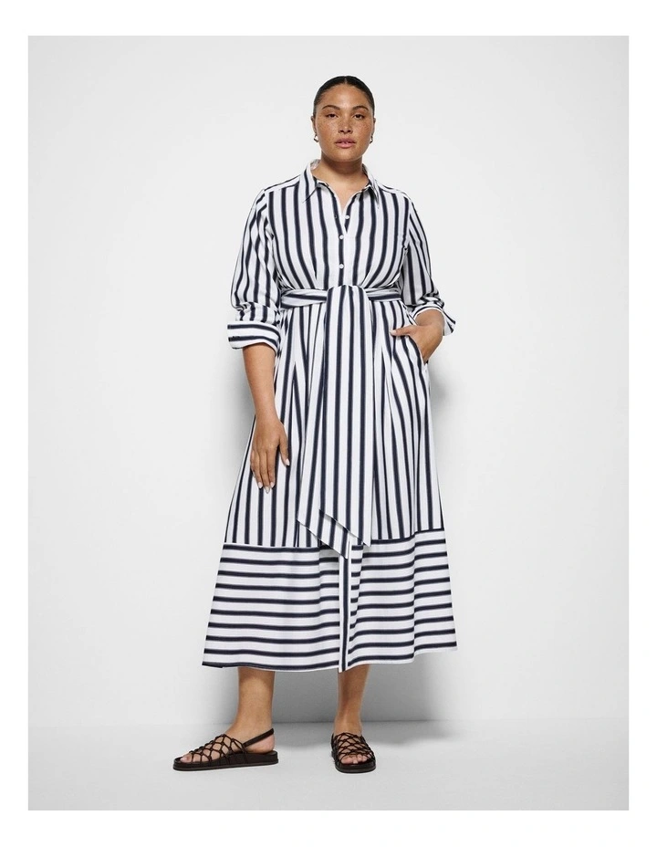 Ophelia Dress in True Navy and White Stripe image 1