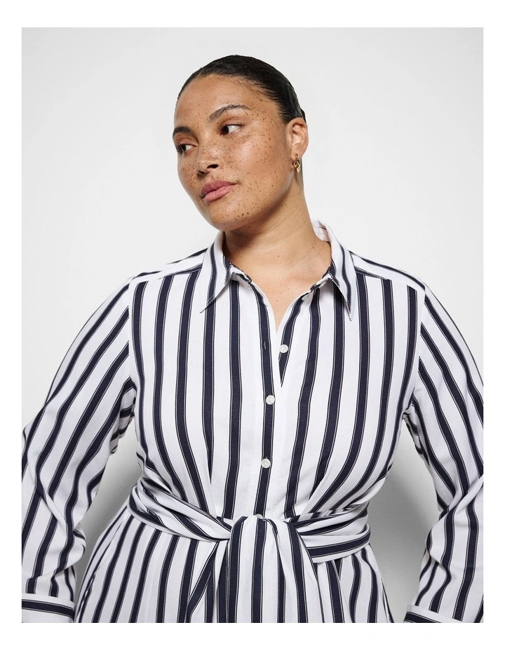 Ophelia Dress in True Navy and White Stripe image 2