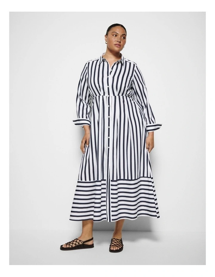 Ophelia Dress in True Navy and White Stripe image 4