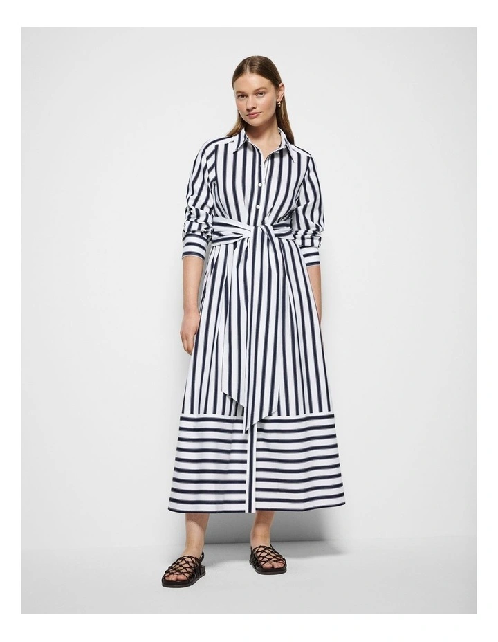 Ophelia Dress in True Navy and White Stripe image 5