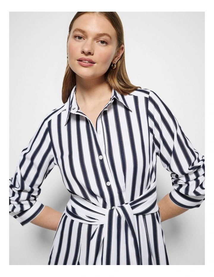 Ophelia Dress in True Navy and White Stripe image 6