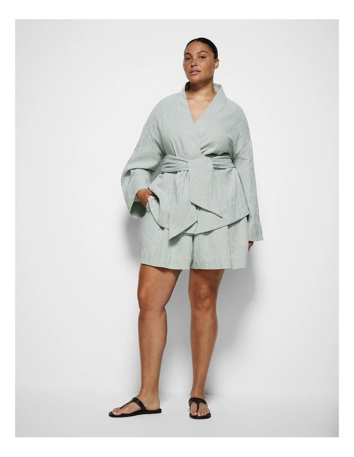 Athena Short in Leaf Green Mini Stripe image 3