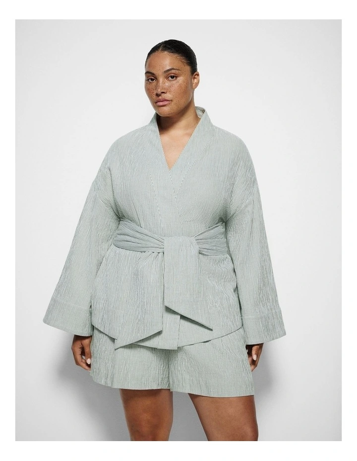 Athena Jacket in Leaf Green Mini Stripe image 1