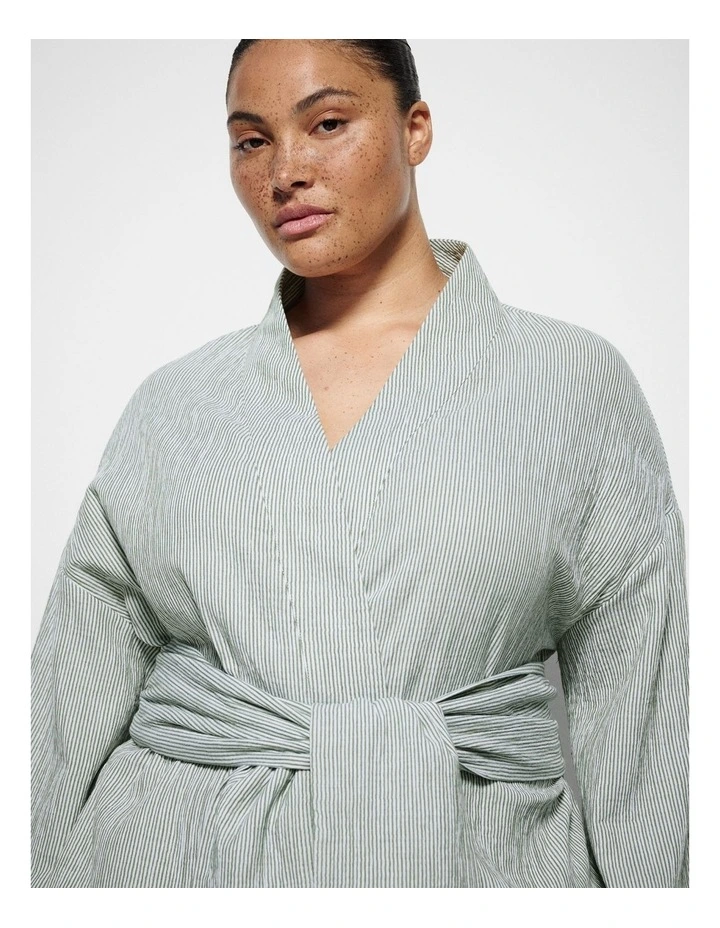 Athena Jacket in Leaf Green Mini Stripe image 2