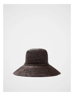 Aster Raffia Wide Br in Chocolate Brown