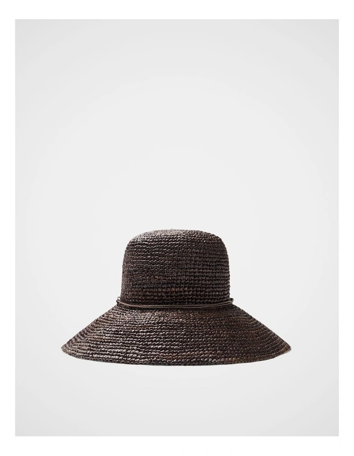 Aster Raffia Wide Br in Chocolate Brown image 1