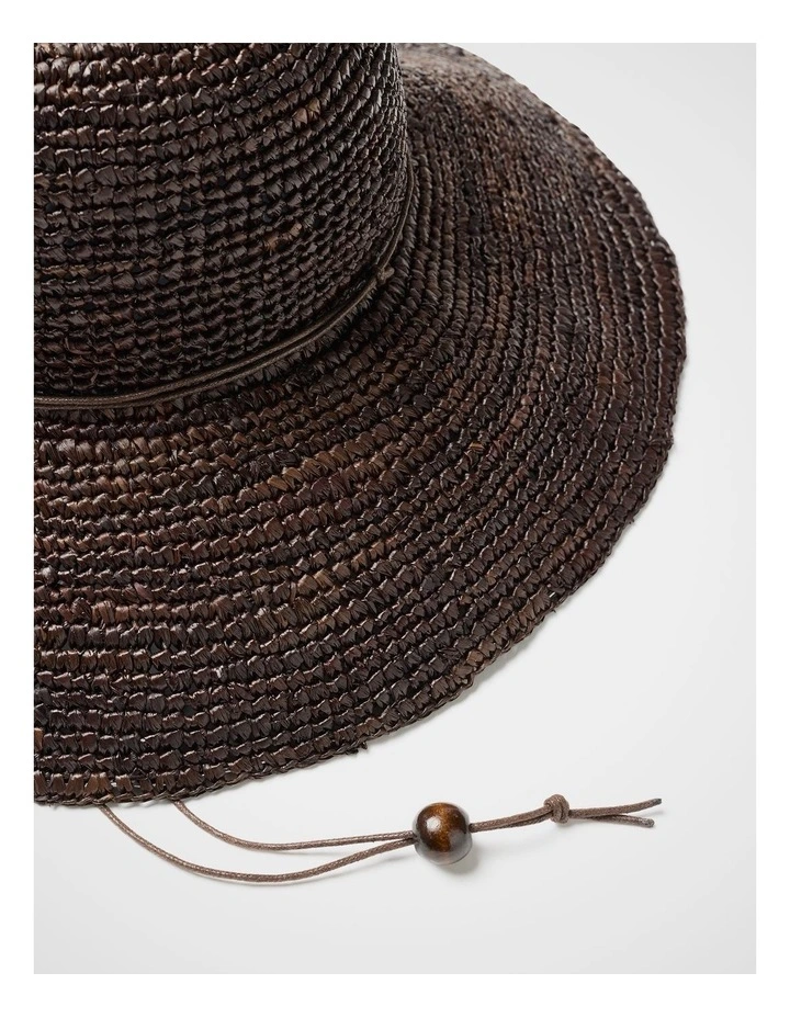Aster Raffia Wide Br in Chocolate Brown image 3