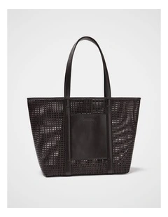 Quinn Woven Tote in Chocolate Brown