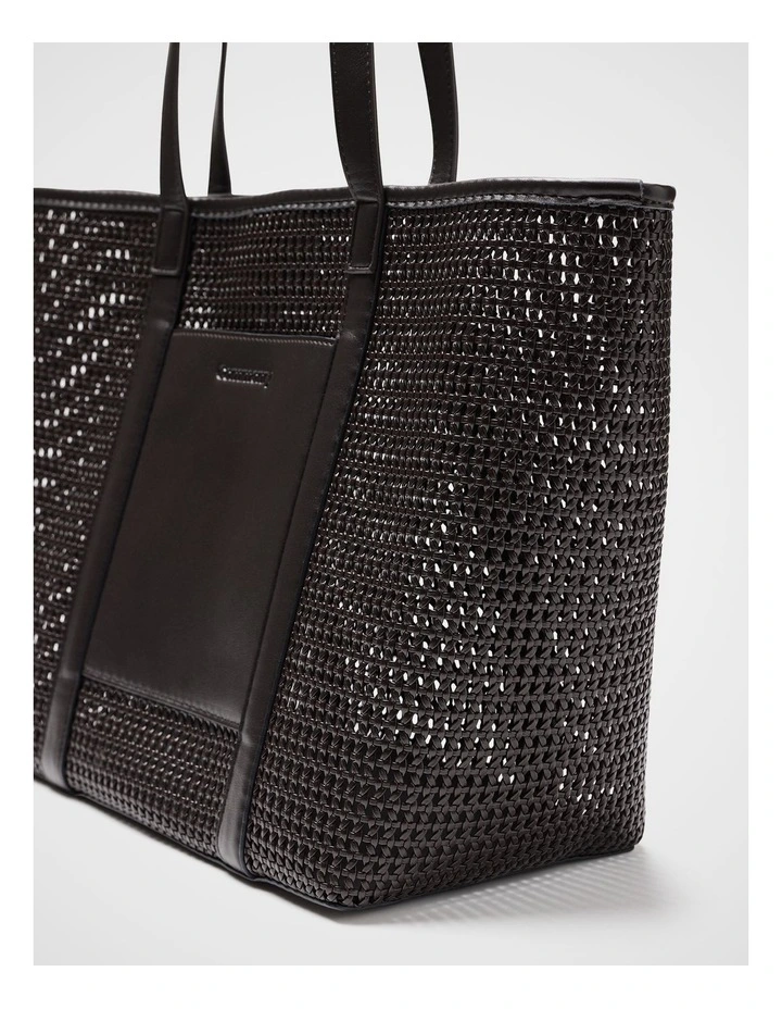 Quinn Woven Tote in Chocolate Brown image 3