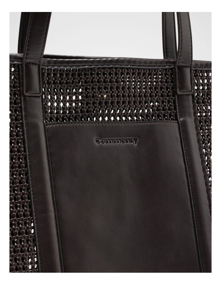 Quinn Woven Tote in Chocolate Brown image 4