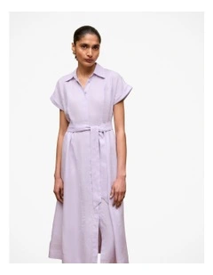 Linen Panelled Shirt Dress in Orchid