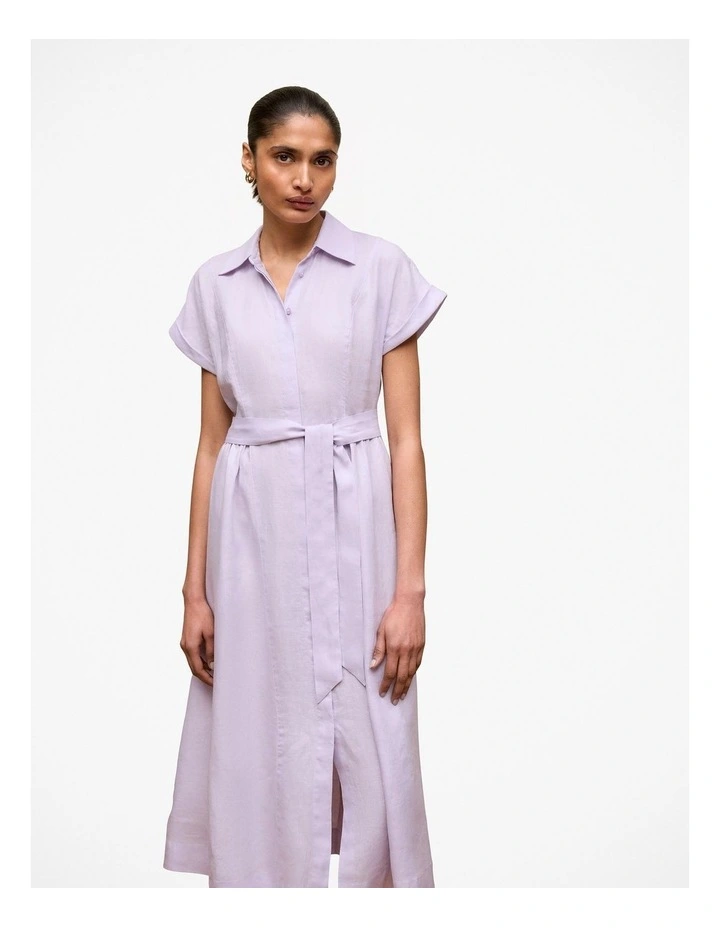 Linen Panelled Shirt Dress in Orchid image 1