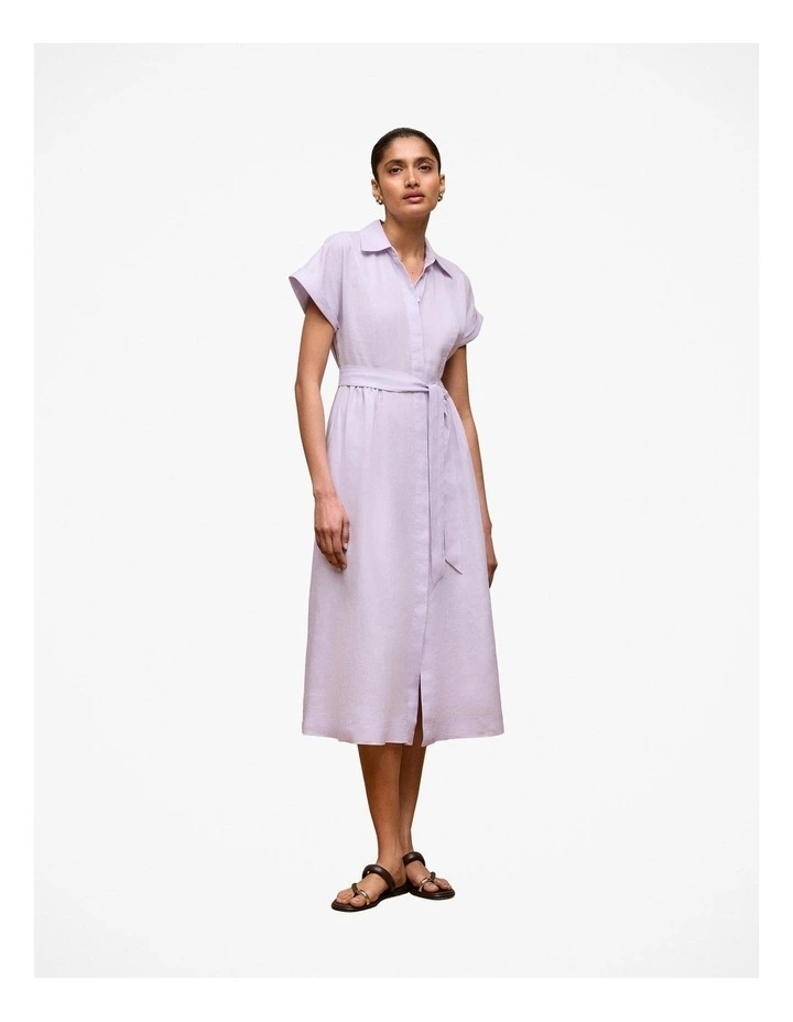 Linen Panelled Shirt Dress in Orchid image 3