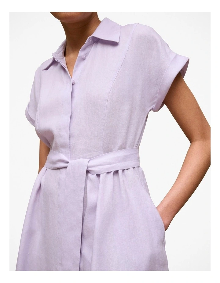 Linen Panelled Shirt Dress in Orchid image 4