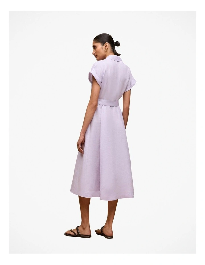 Linen Panelled Shirt Dress in Orchid image 5