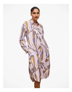 Shadow Leaf Relaxed Shirt Dress in Orchid