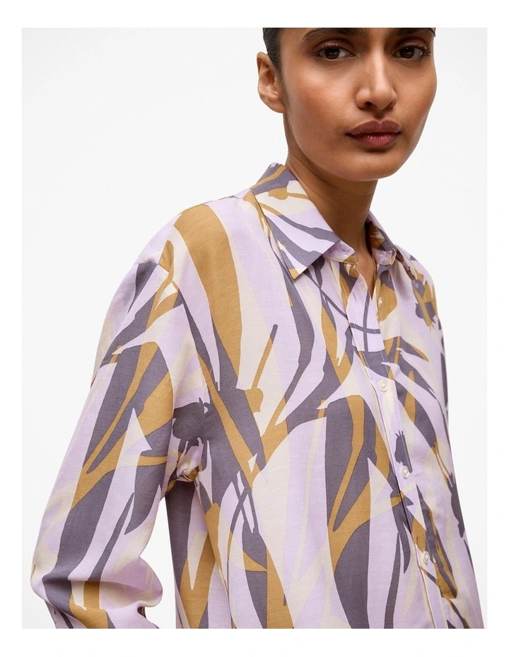 Shadow Leaf Relaxed Shirt Dress in Orchid image 3