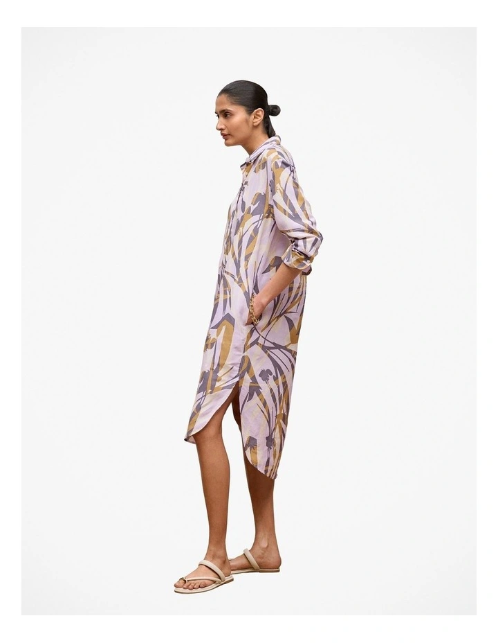 Shadow Leaf Relaxed Shirt Dress in Orchid image 4