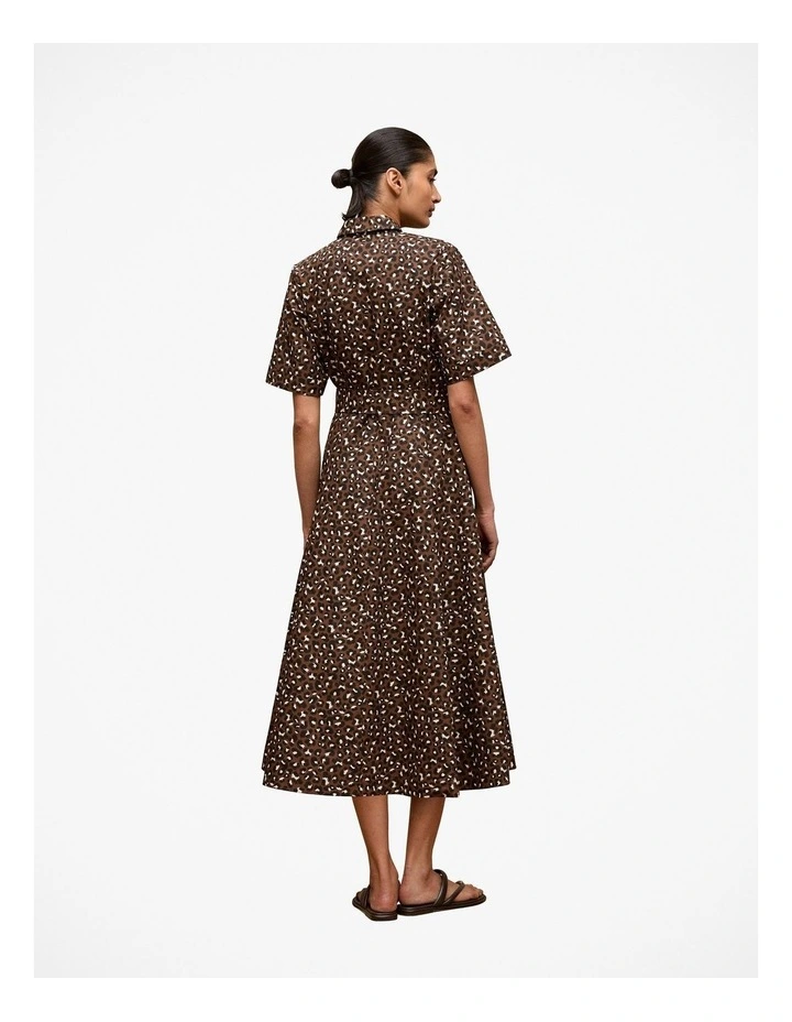 Leopard Poplin Belted Dress in Bitter Chocolate image 5