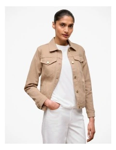 Garment Dyed Denim Jacket in Light Camel