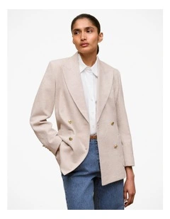 Pique Blend Blazer in Stone