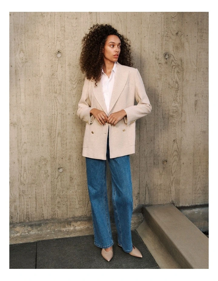 Pique Blend Blazer in Stone image 2