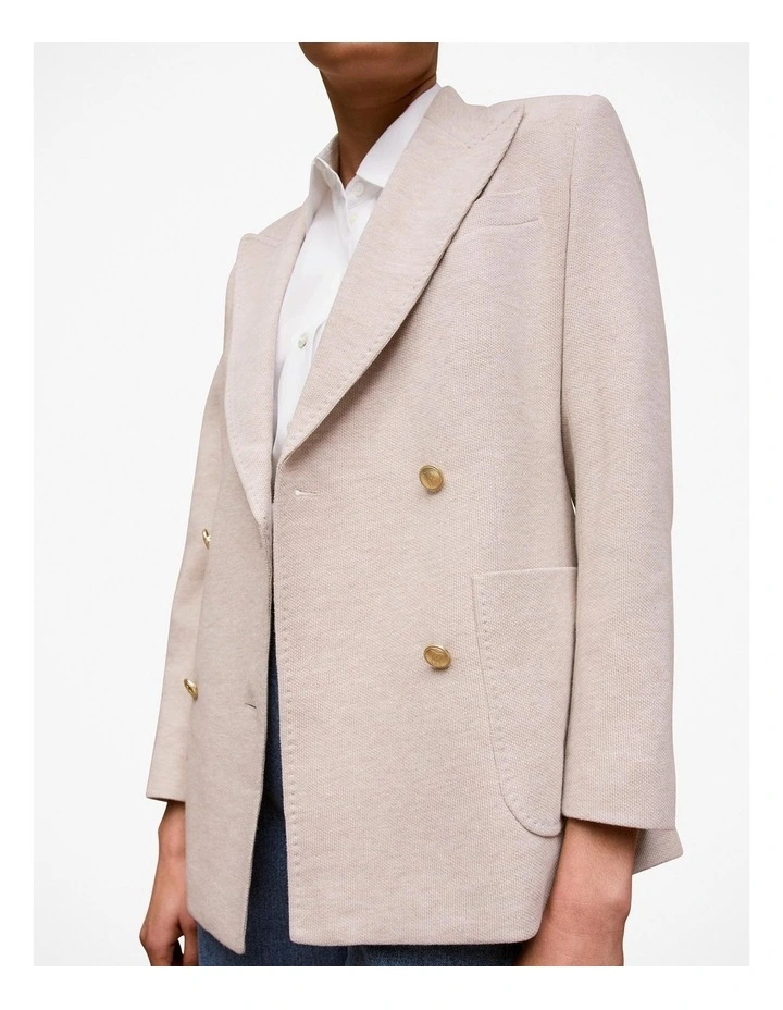 Pique Blend Blazer in Stone image 4