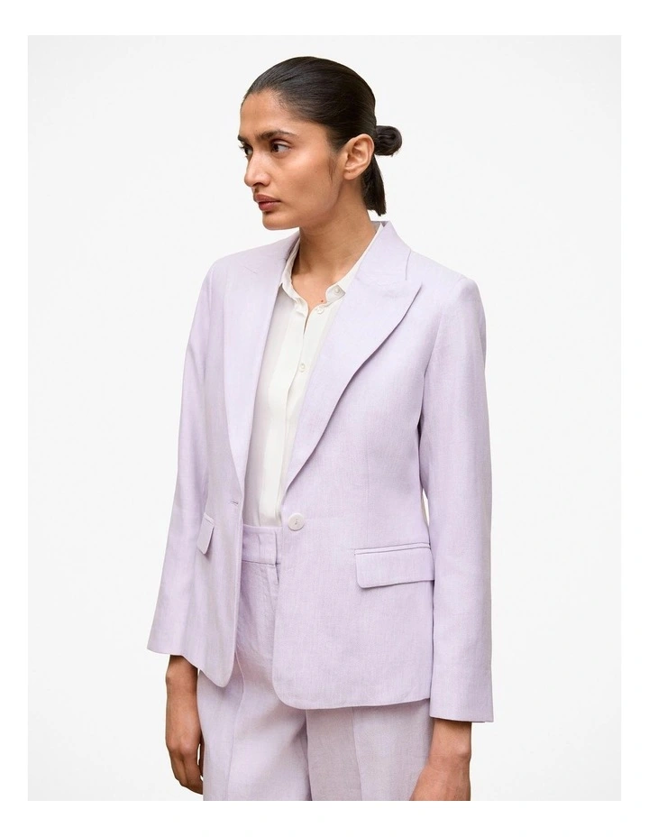 Linen Cotton Blazer in Orchid image 1