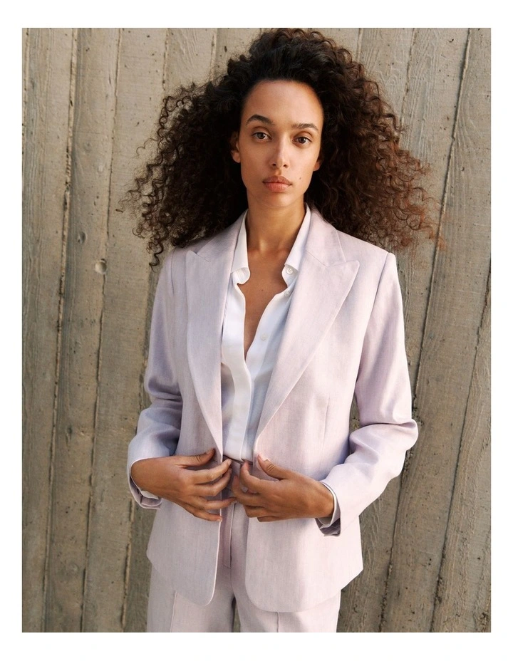 Linen Cotton Blazer in Orchid image 2