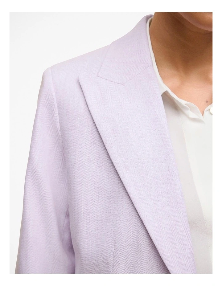 Linen Cotton Blazer in Orchid image 4