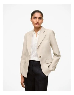 Linen Tailored Blazer in Flax