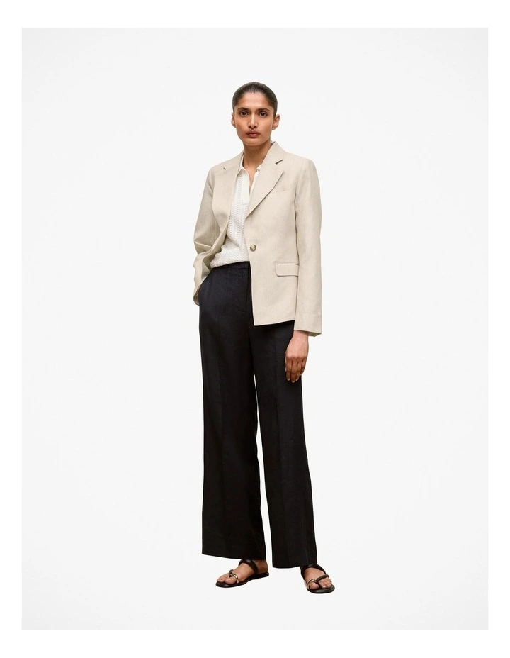Linen Tailored Blazer in Flax image 2