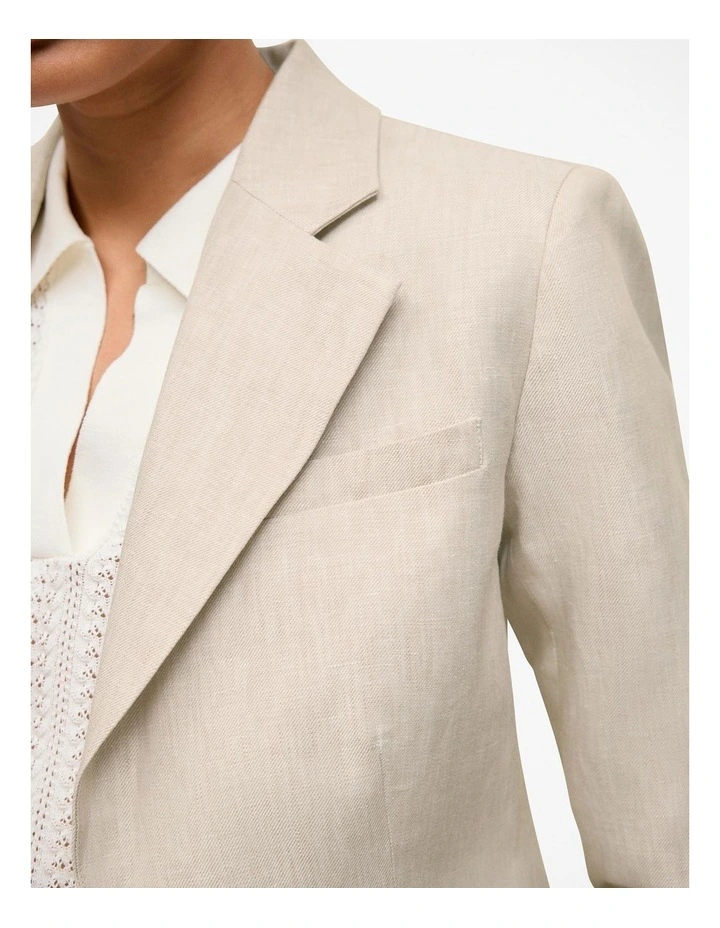 Linen Tailored Blazer in Flax image 3