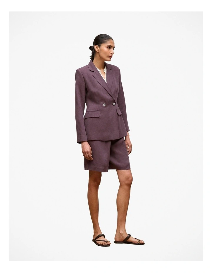 Linen Blend Twill Blazer in Dark Plum image 5
