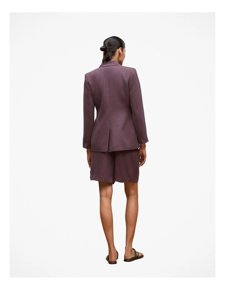 Linen Blend Twill Blazer in Dark Plum image 6